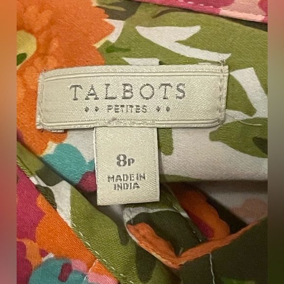 Talbots Petite Sleeveless Floral Print Collar Button Front Closure Dress Size 8P - Picture 11 of 12